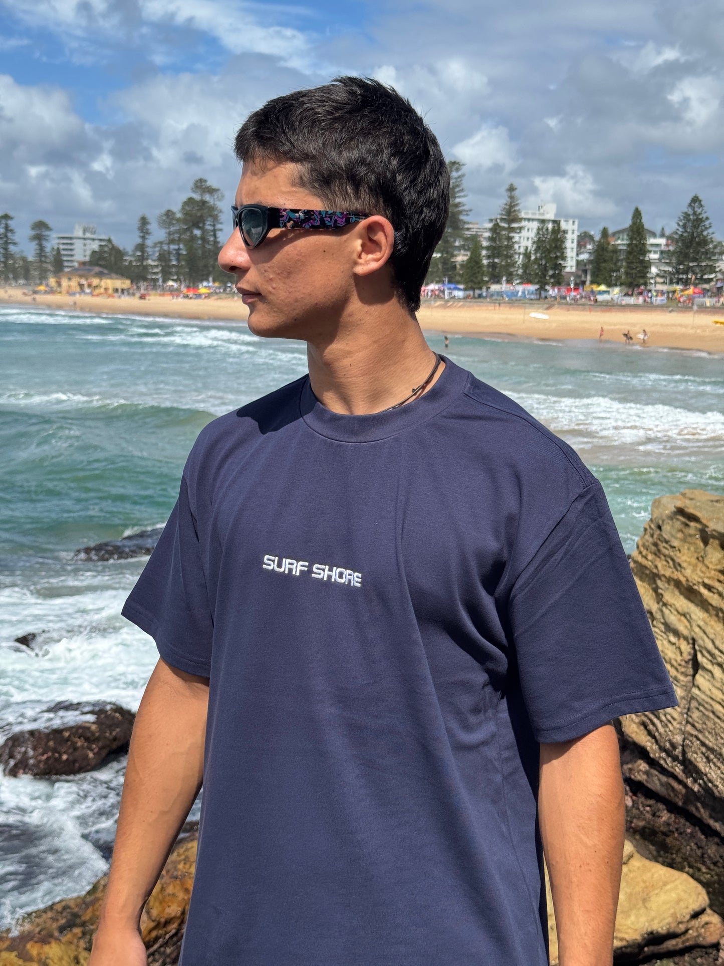 Embroidered Heavy T-Shirt (Blue)