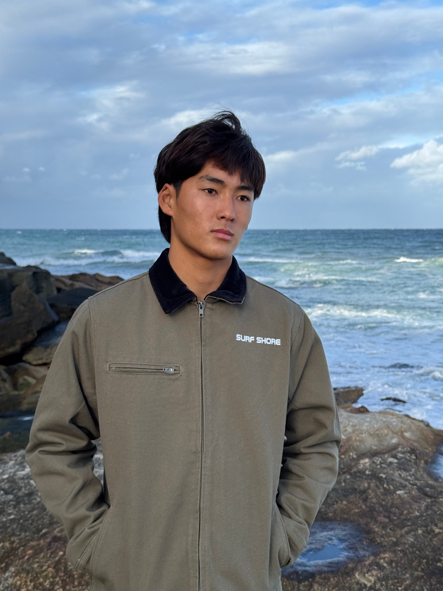 Canvas Collar Jacket - Olive