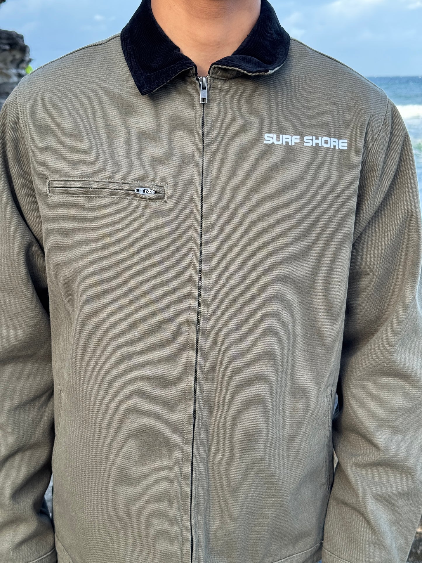Canvas Collar Jacket - Olive