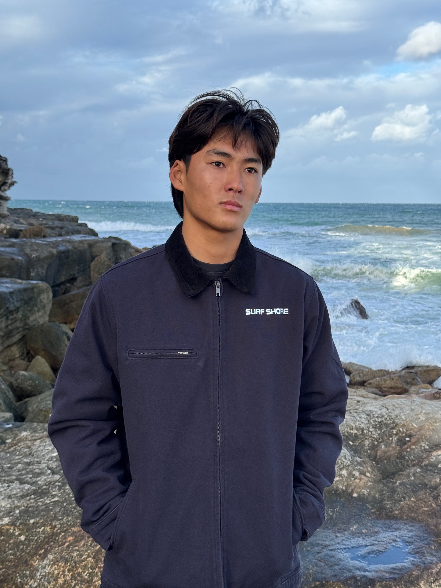 Canvas Collar Jacket - Ink Blue
