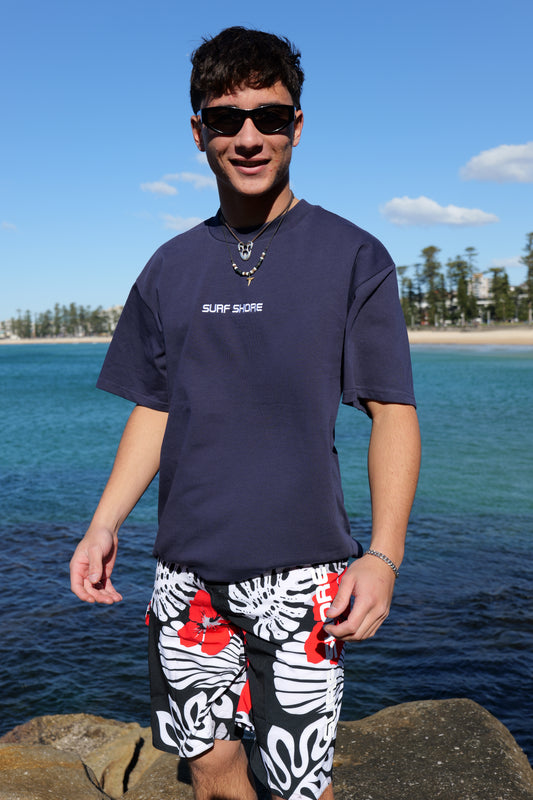 Embroidered Heavy T-Shirt (Blue)