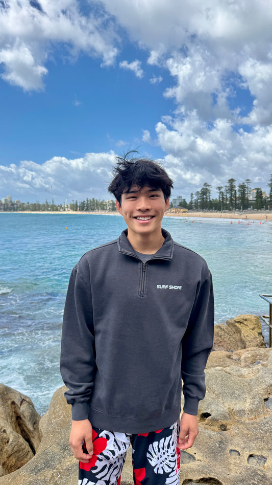 Quarter Zip | Faded Black